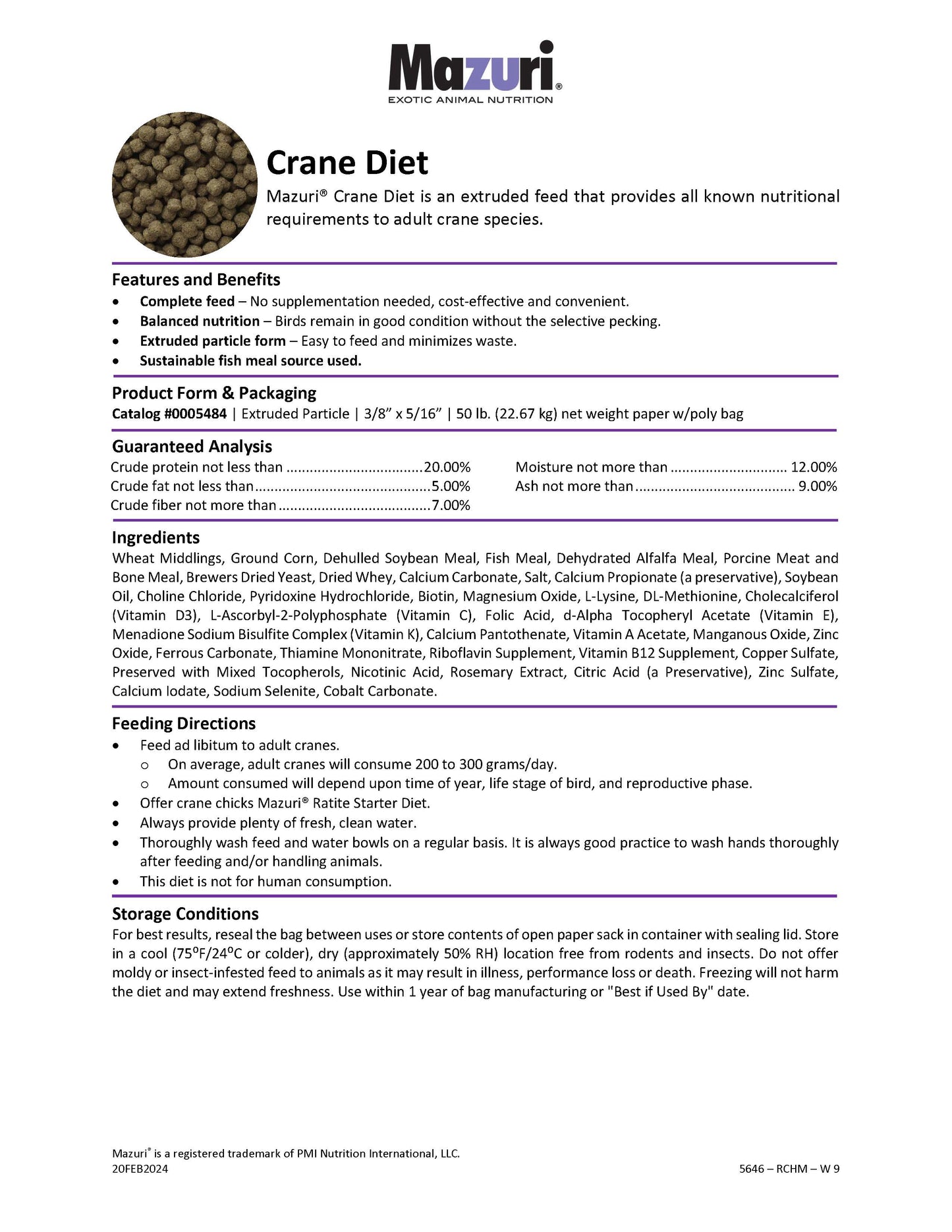 Mazuri Crane Diet 5646 - 50lb