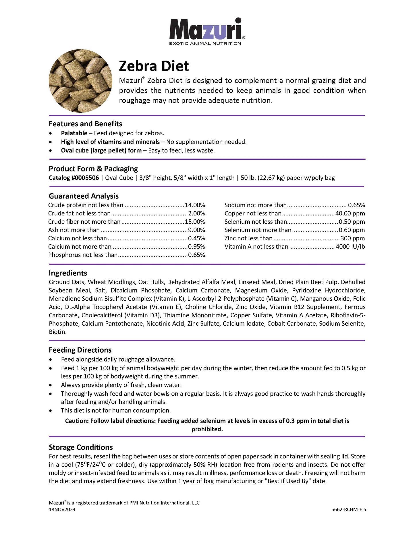 Mazuri Zebra Pellets 5662 - 50lb
