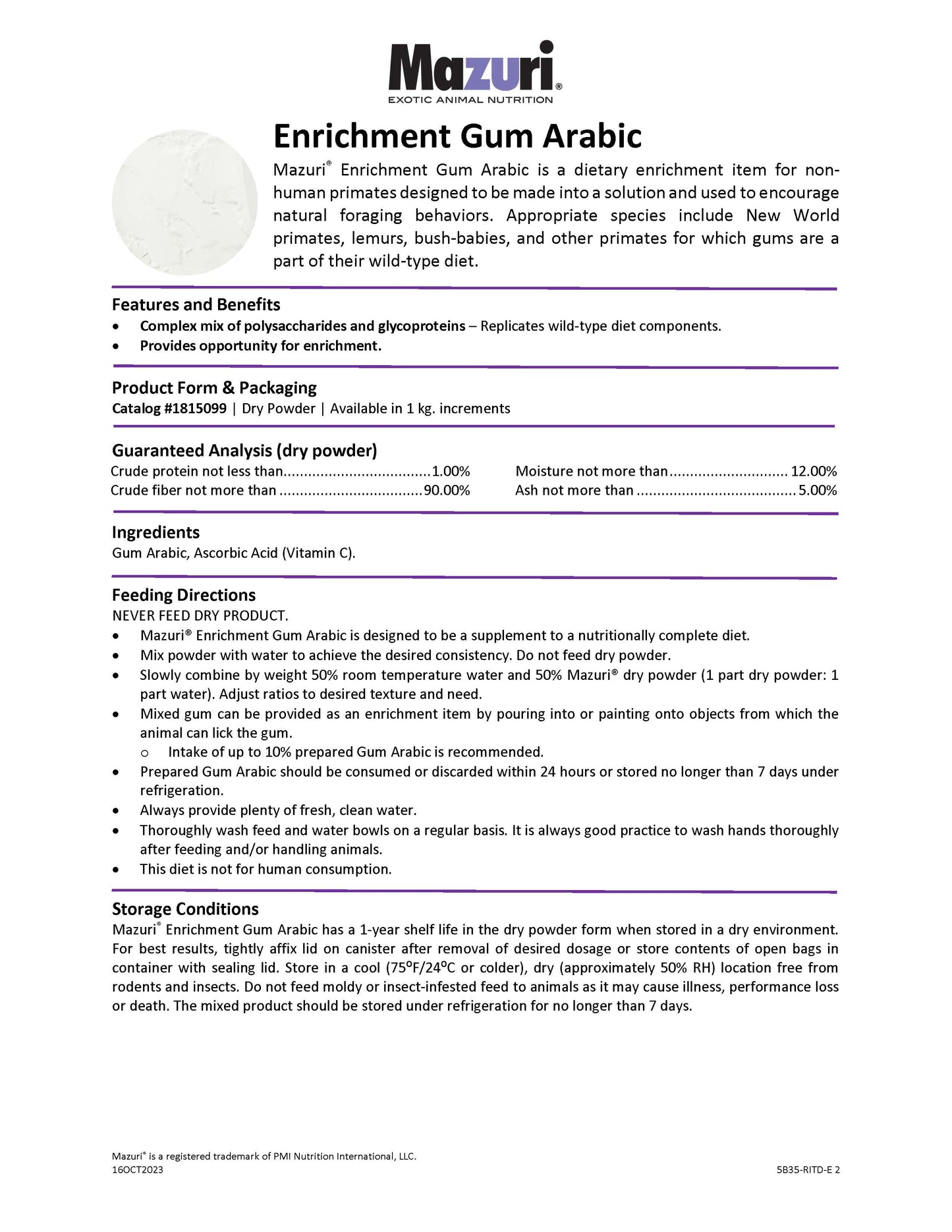 Mazuri Enrichment Gum Arabic 5B35 - 1kg