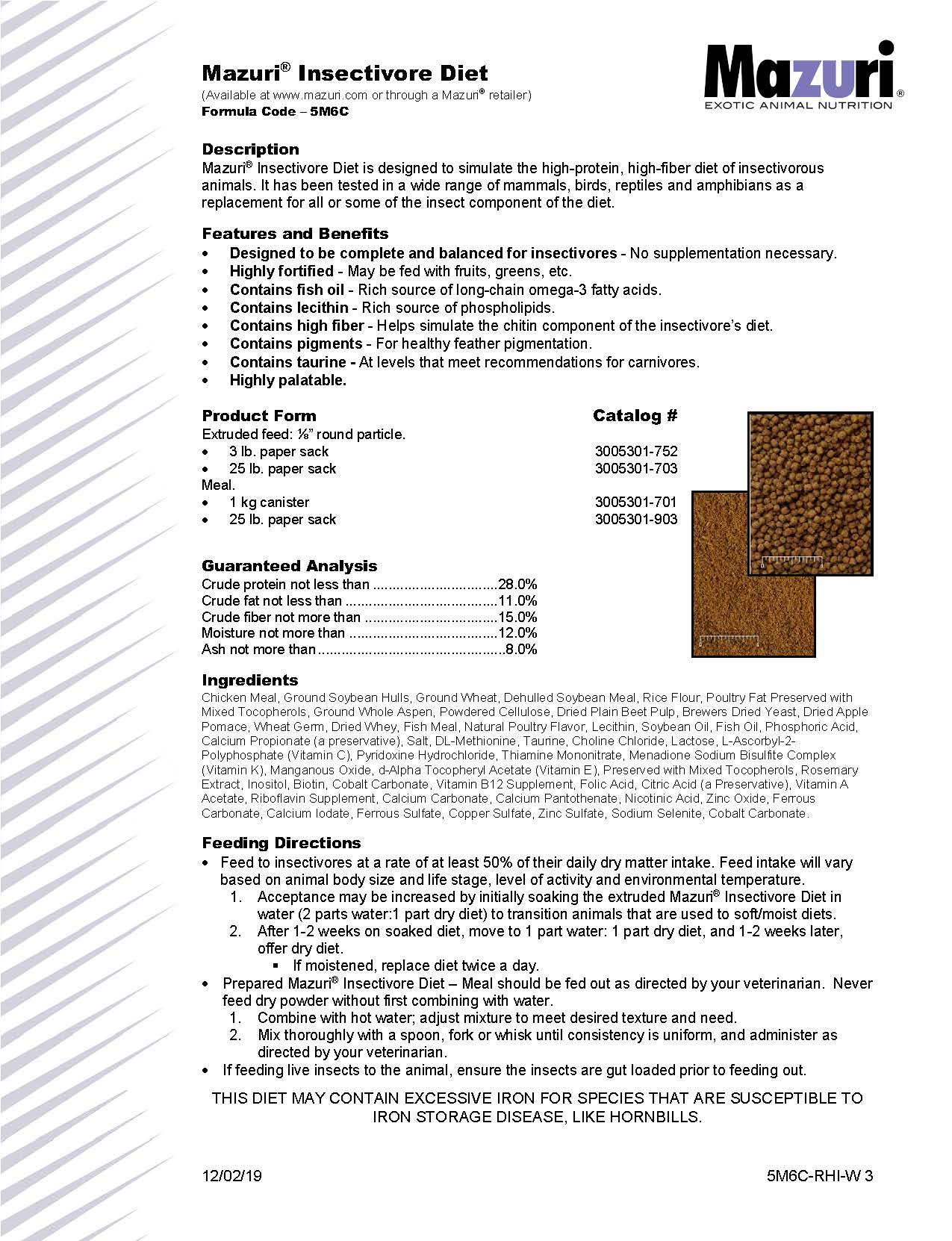 Mazuri Insectivore Diet 5M6C - 25 lb