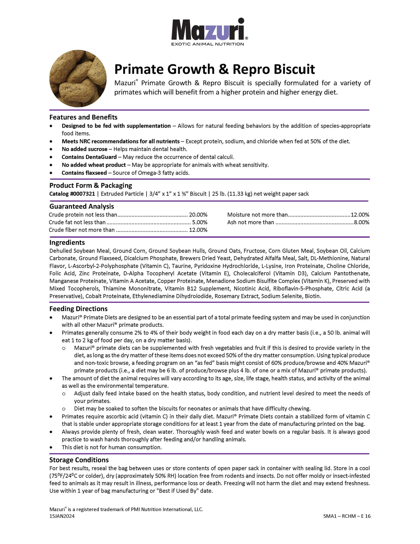 Mazuri Primate Growth and Repro Biscuit 5MA1 - 25lb