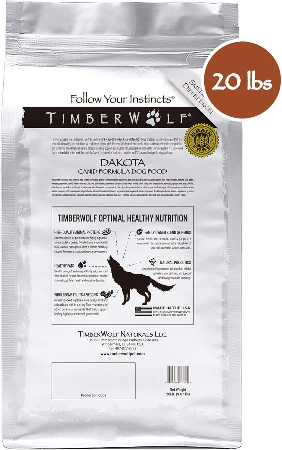 Timberwolf Dakota Buffalo Dog Food - 20lb