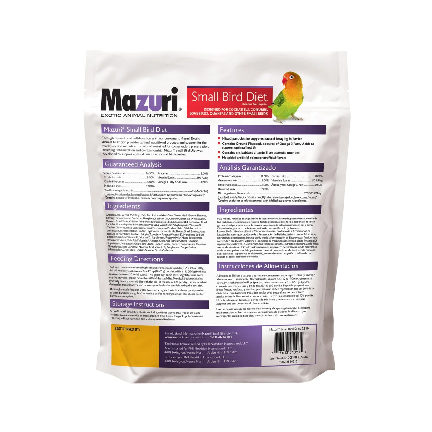 Mazuri Small Bird Diet 56A6 - 2.5lb