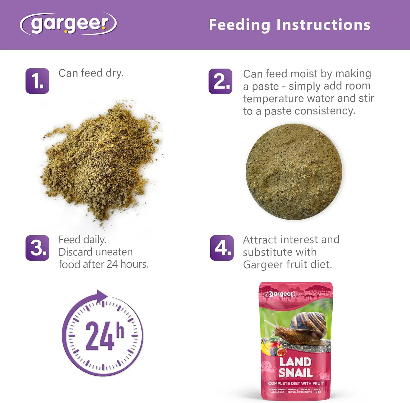 Gargeer Land Snail Veggie Complete Diet - 2oz