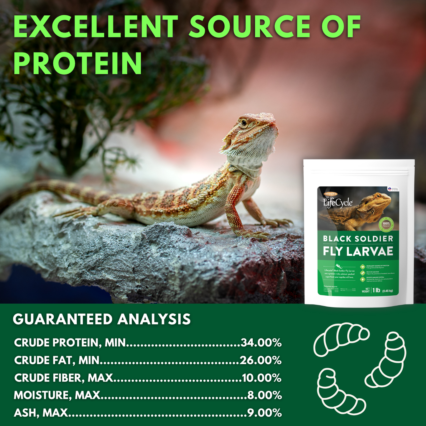 Brooks Brand BSFL for Reptiles - 1lb
