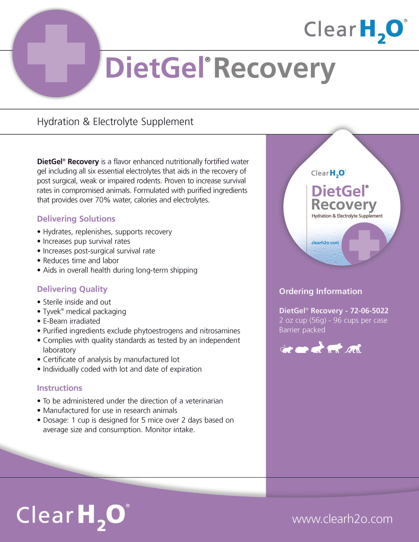 DietGel Recovery - 96 Cups Per Case