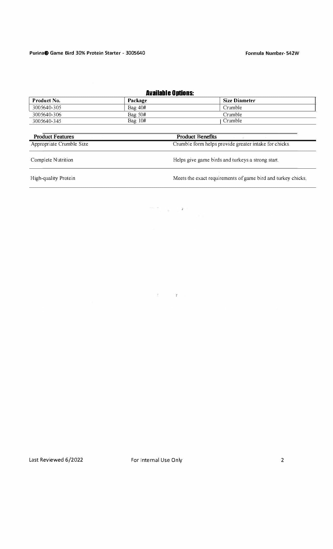 Purina Game Bird 30 Starter 542W