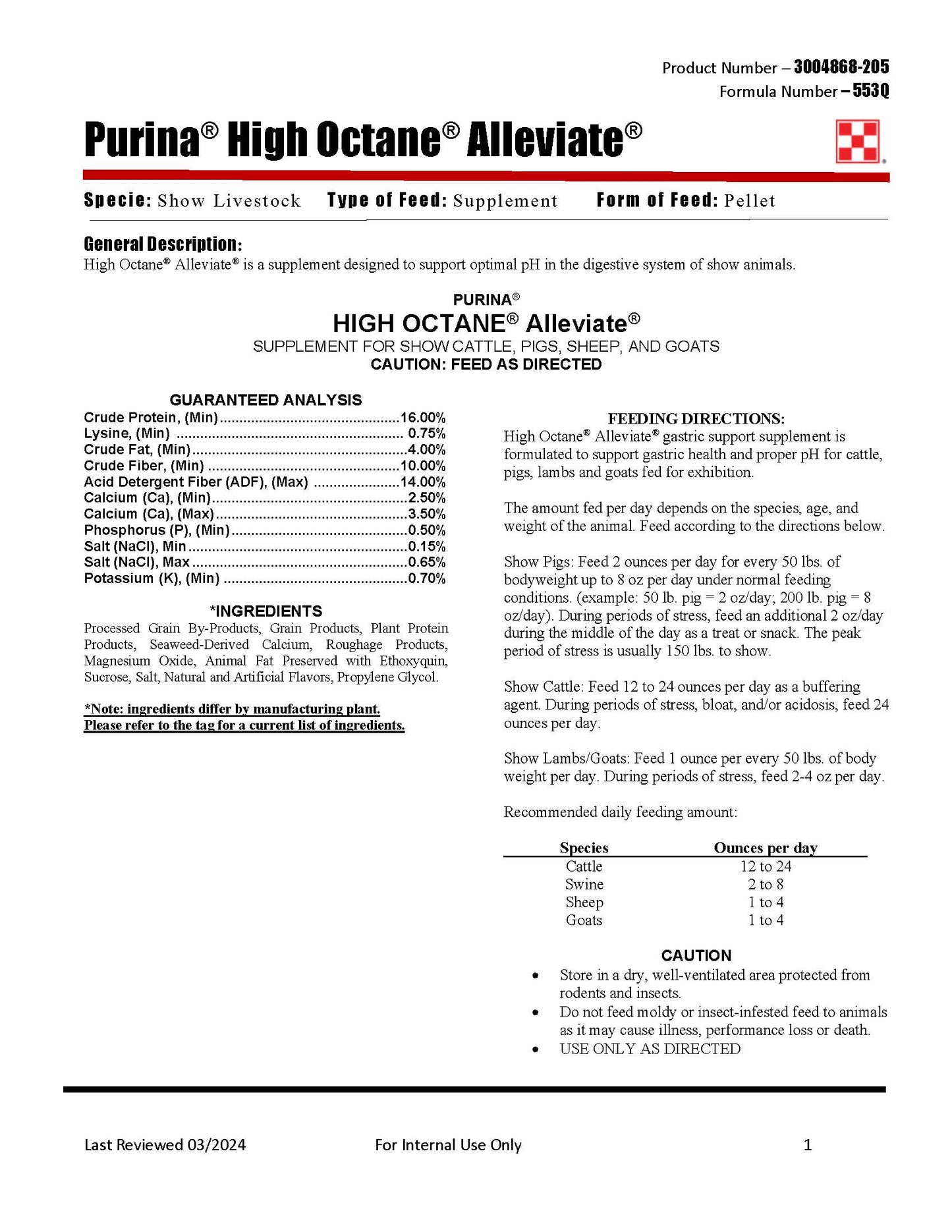 Purina High Octane Alleviate 553Q - 40lb