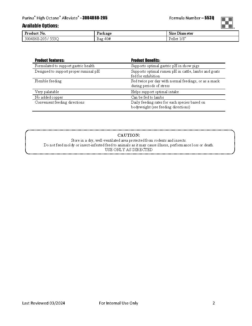 Purina High Octane Alleviate 553Q - 40lb