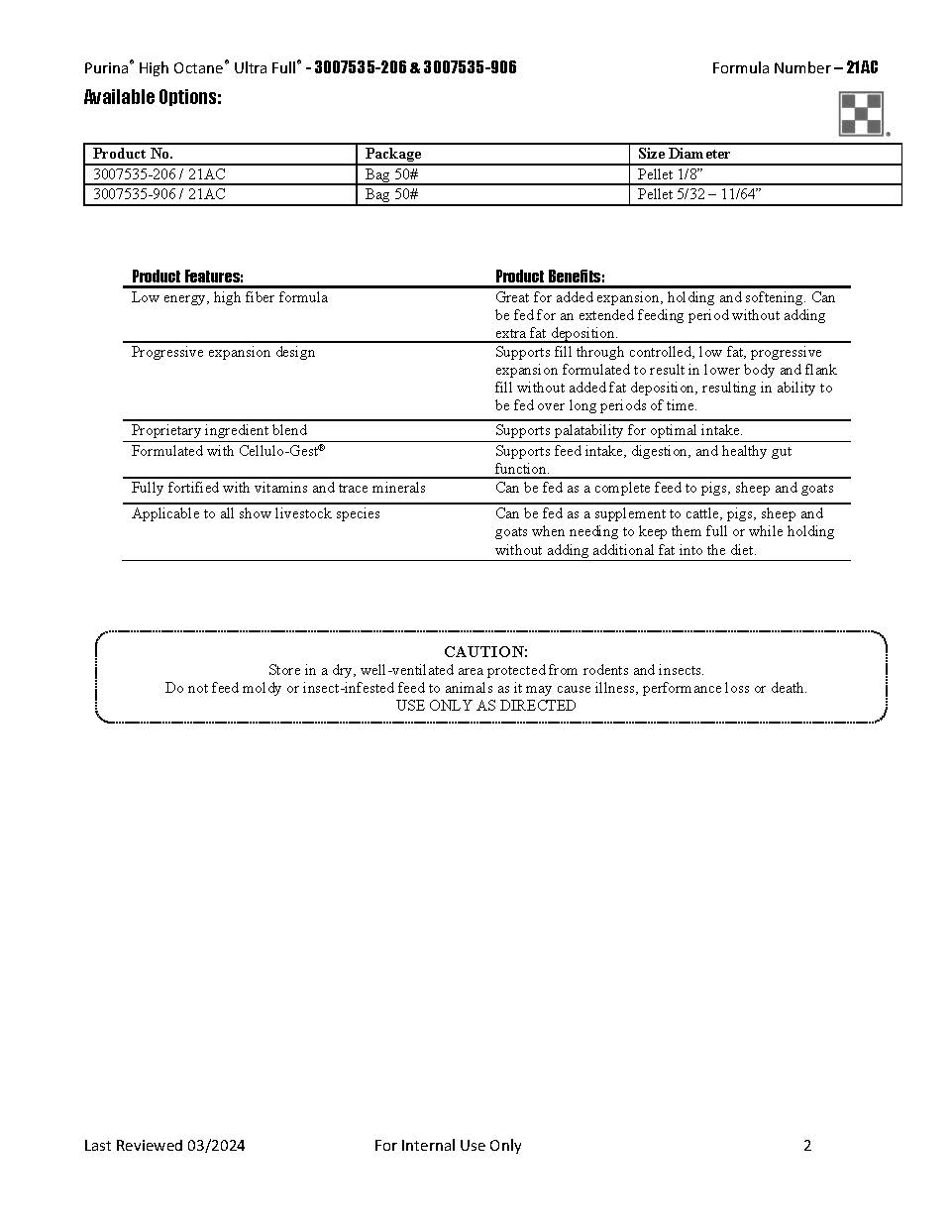 Purina High Octane Ultra Full 21AC - 50lb