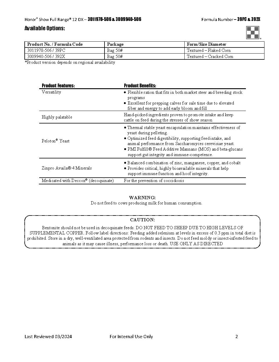 Purina Honor Show Full Range 12 DX 39PC - 50lb