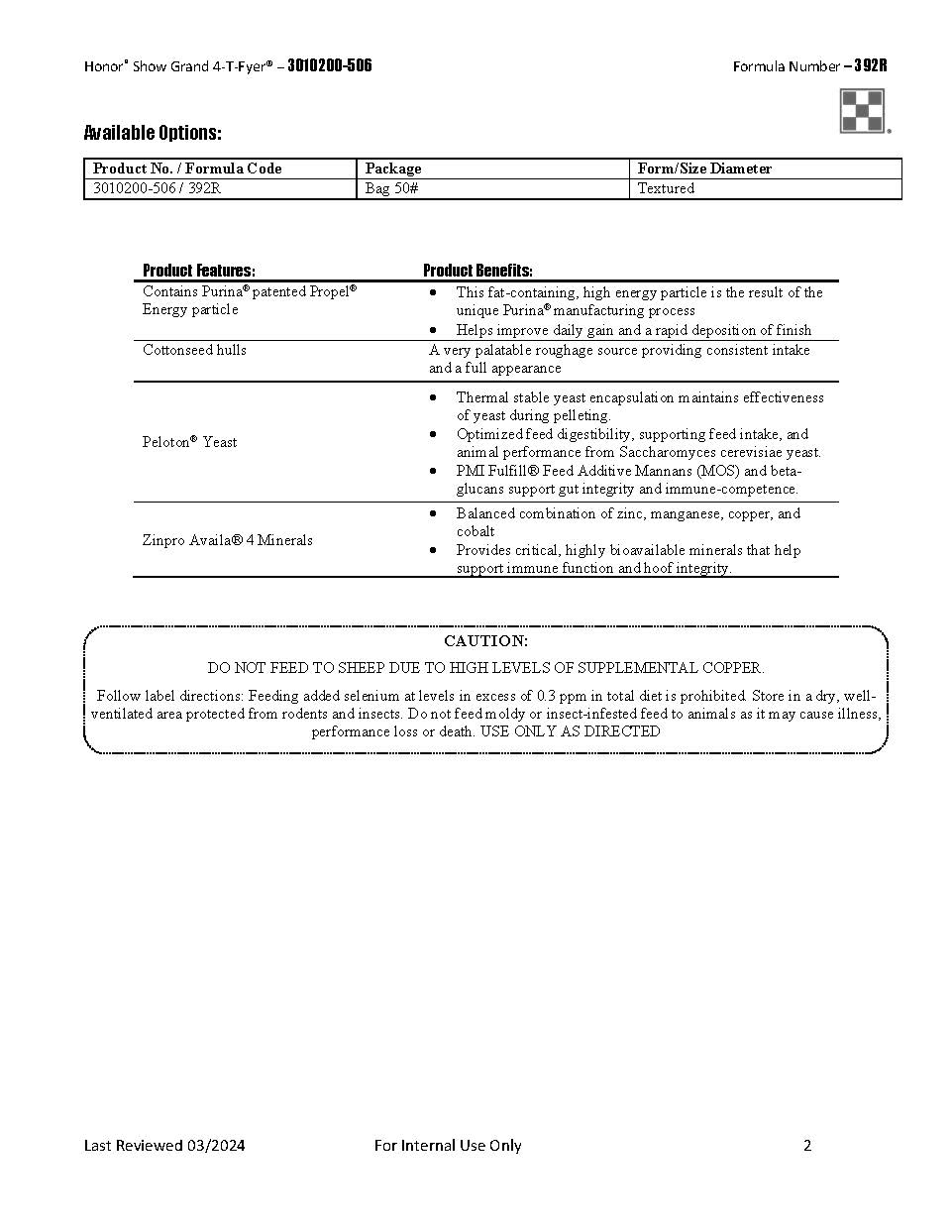 Purina Honor Show Grand 4-T-Fyer 392R - 50lb