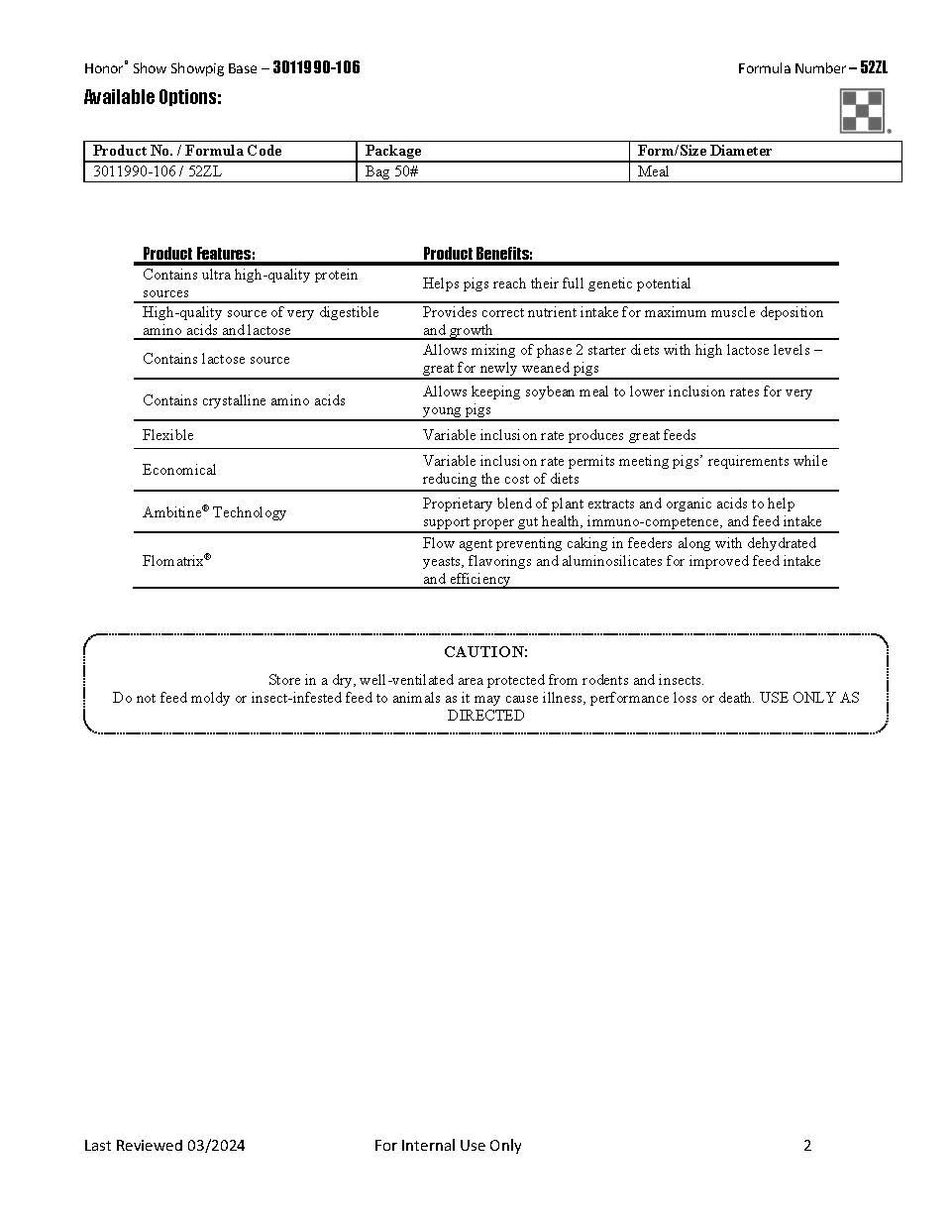 Purina Honor Show Pig Base 52ZL - 50lb
