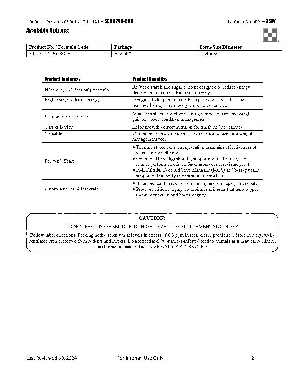 Purina Honor Show Under Control 11 38XV - 50lb