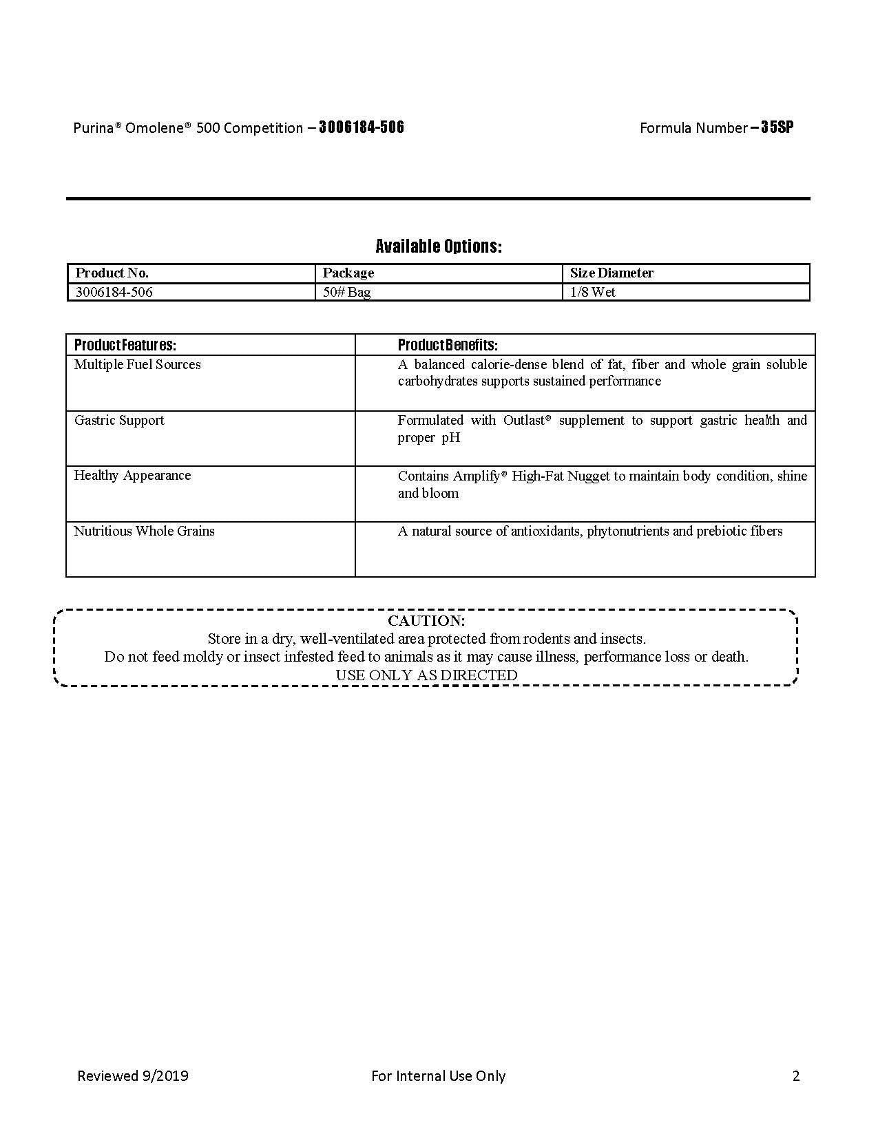 Purina Omolene 500 Competition 35SP - 50lb