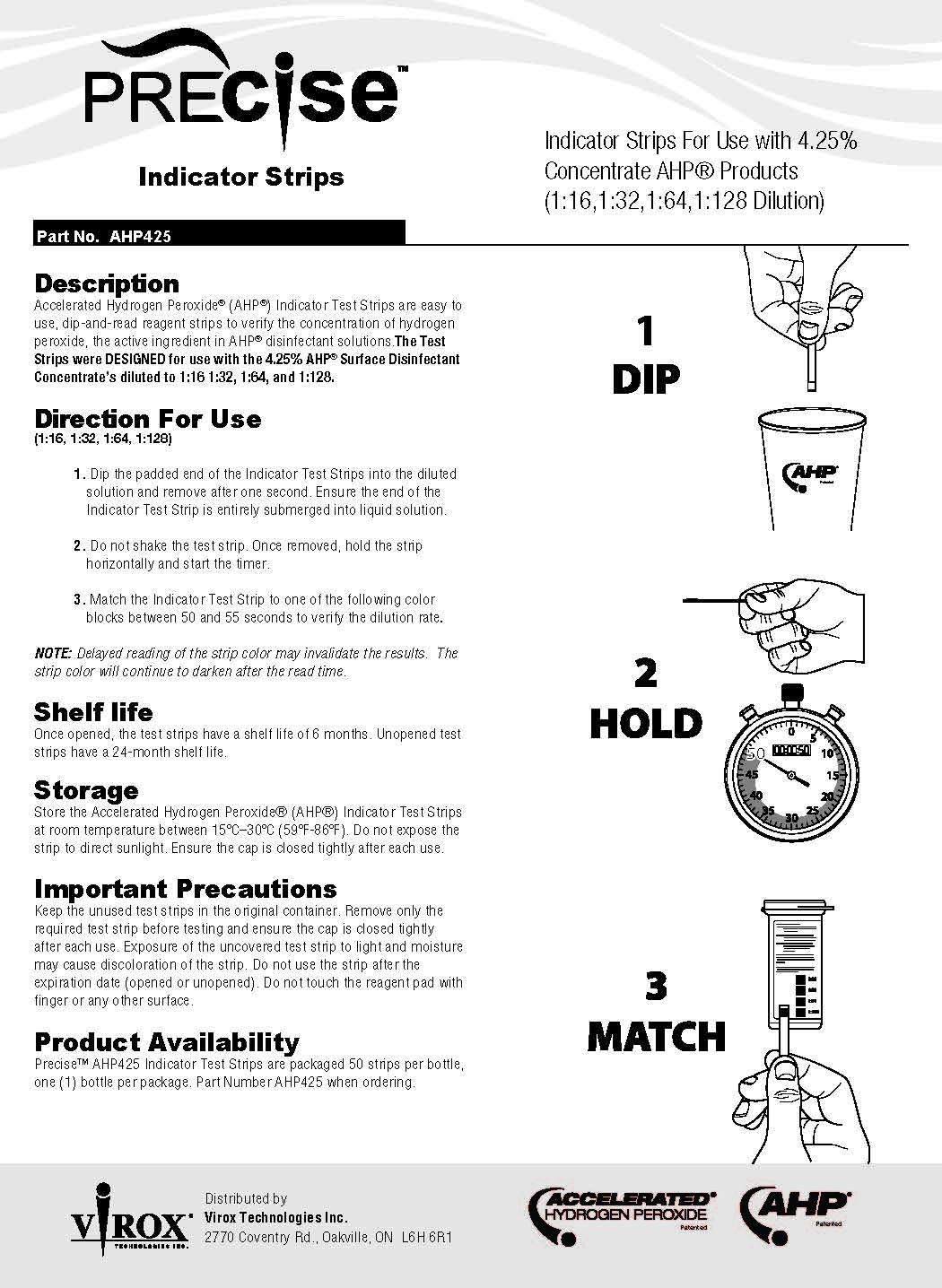 Precise Test Strips For Peroxigard Concentrate - 50 Strips Per Container