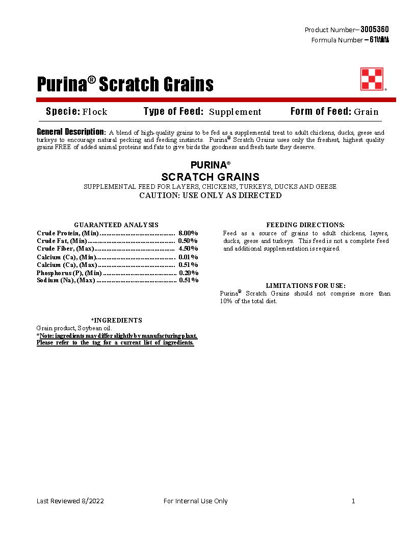 Purina Scratch Grain 61WW - 50lb