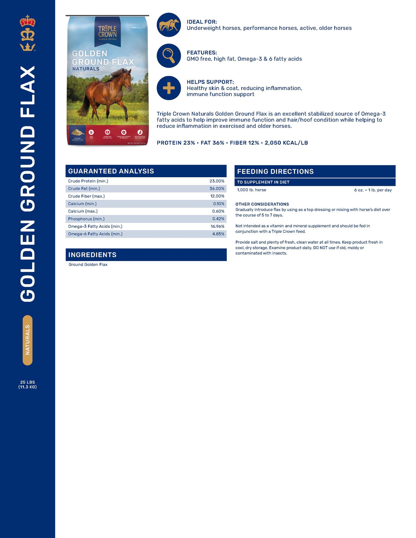 Triple Crown Golden Ground Flax 524U - 25lb