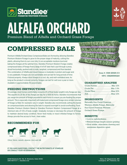 Alfalfa Orchard Compressed Bale - 50lbs