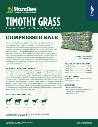 Timothy Compressed Bale - 50lbs