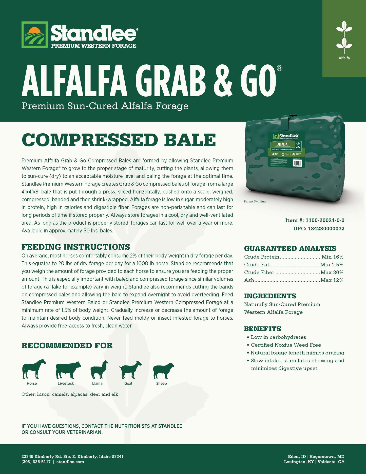 Alfalfa Grab & Go Bale - 50lbs
