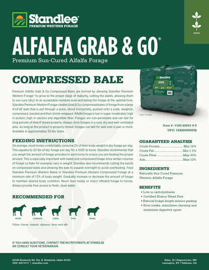 Alfalfa Grab & Go Bale - 50lbs