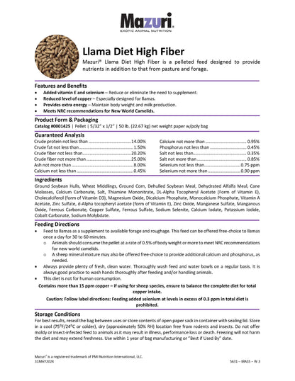 Mazuri Llama Diet HF 5631 - 50lb