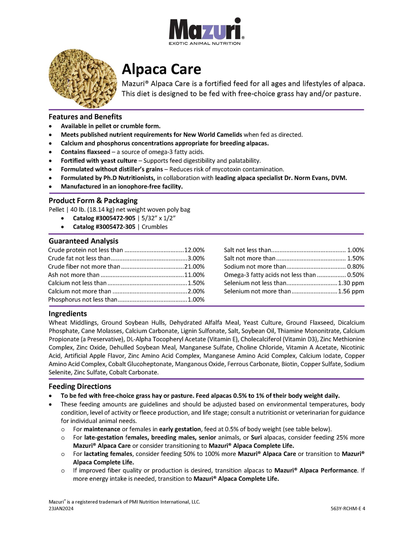 Mazuri Alpaca Care 563Y - Crumbles