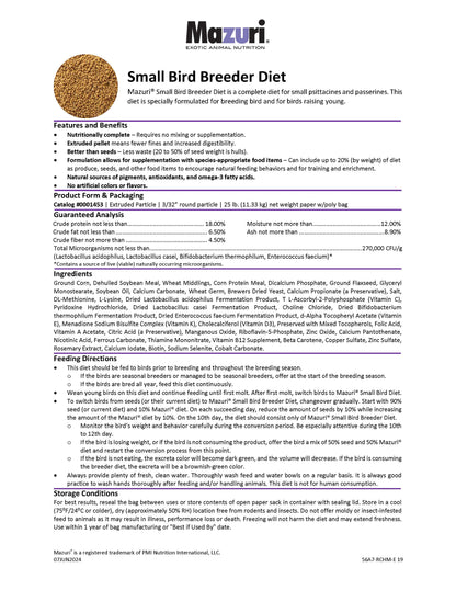 Mazuri Small Bird Breeder 56A7 - 25lb