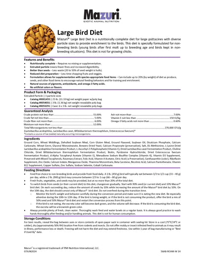 Mazuri Large Bird Diet 56A8 - 25lb