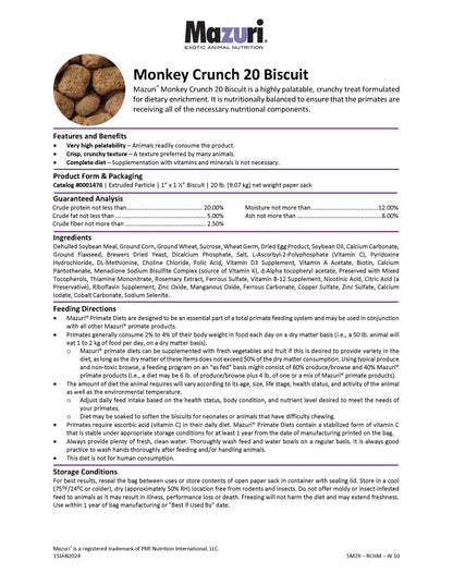 Mazuri Monkey Crunch 20 Biscuit 5M29 - 20lb