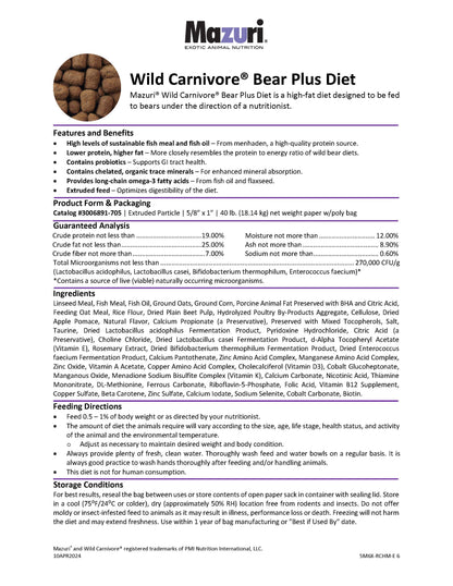 Mazuri Wild Carnivore Bear Plus 5M6X - 40lb