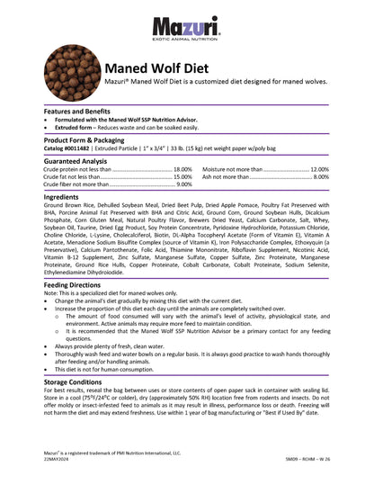 Mazuri Maned Wolf Diet 5MD9 - 33lb