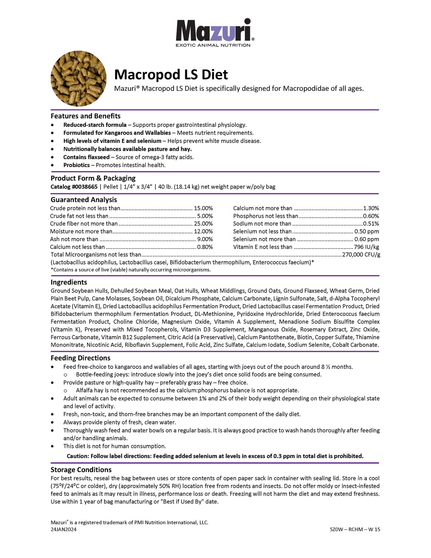 Mazuri Macropod LS Diet 5Z0W - 40lb