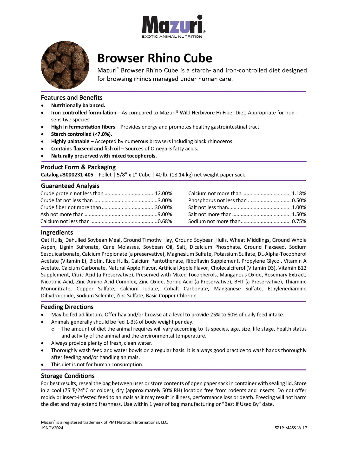 Mazuri Browser Rhino Cube 5Z1P - 40lb