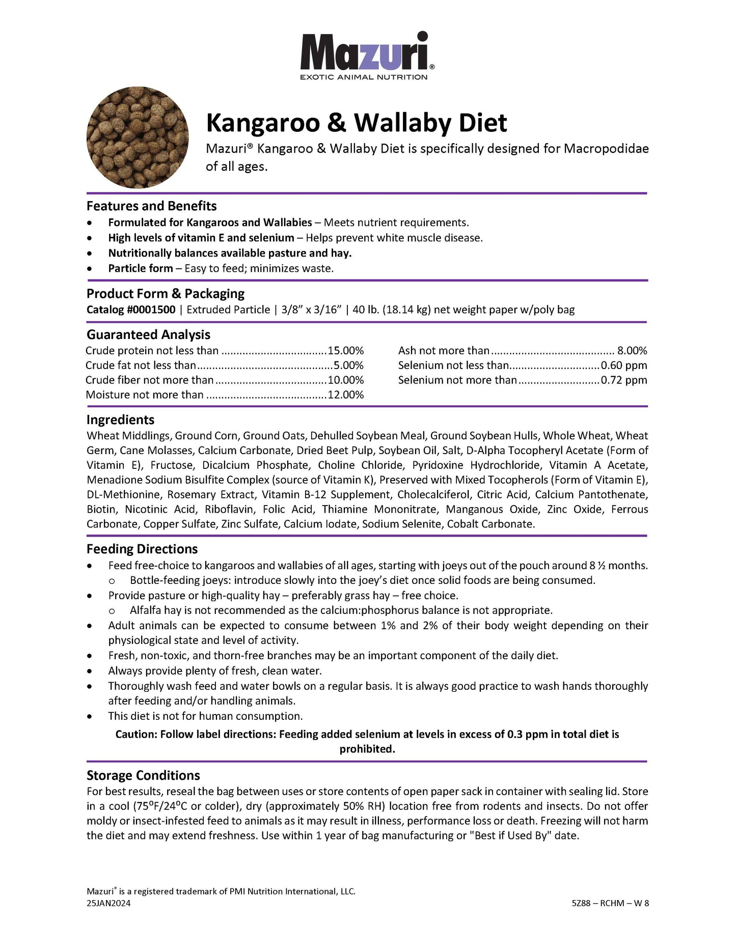 Mazuri Kangaroo/Wallaby Diet 5Z88