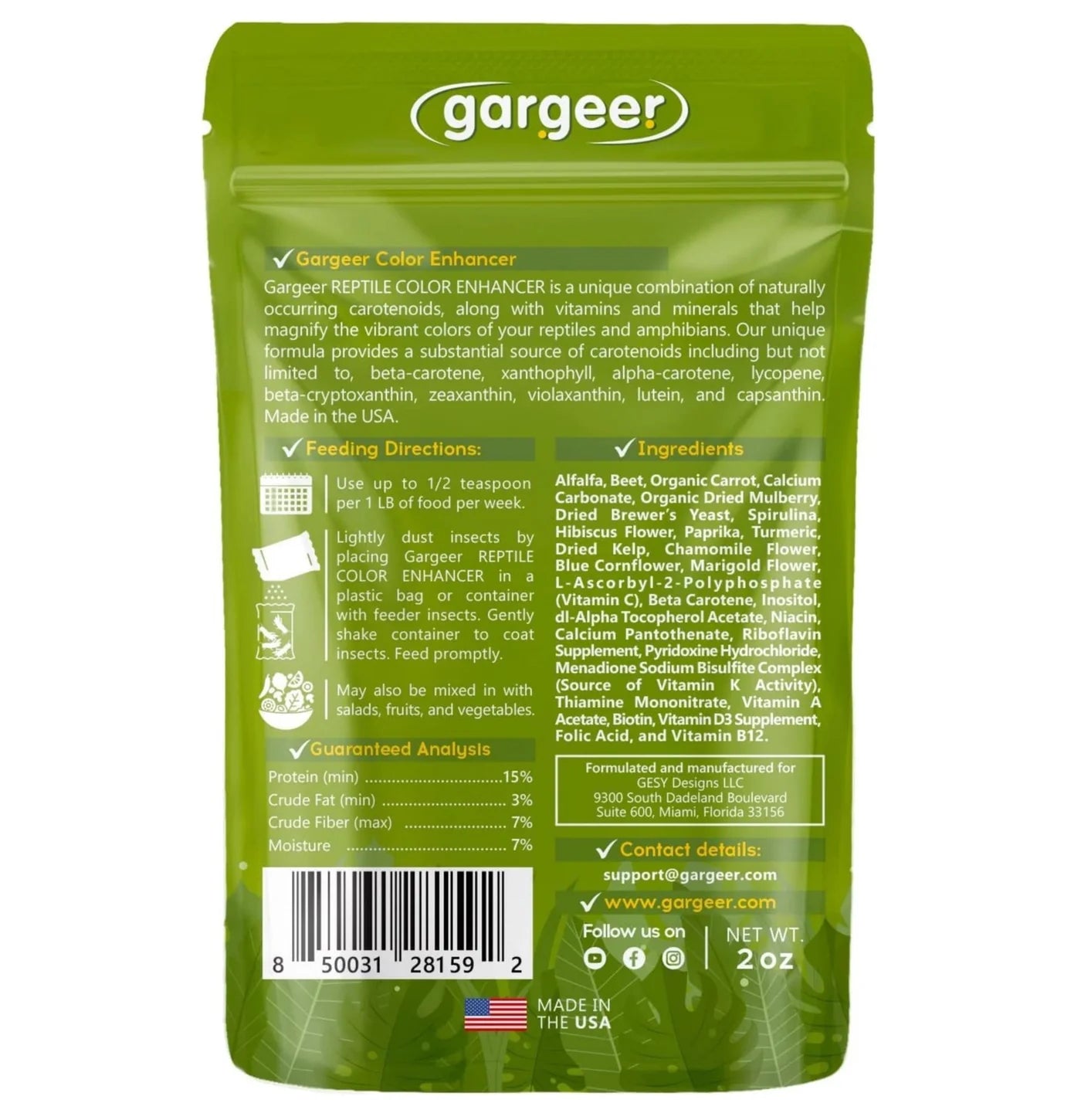 Gargeer All Reptiles Color Enhancer - 2oz