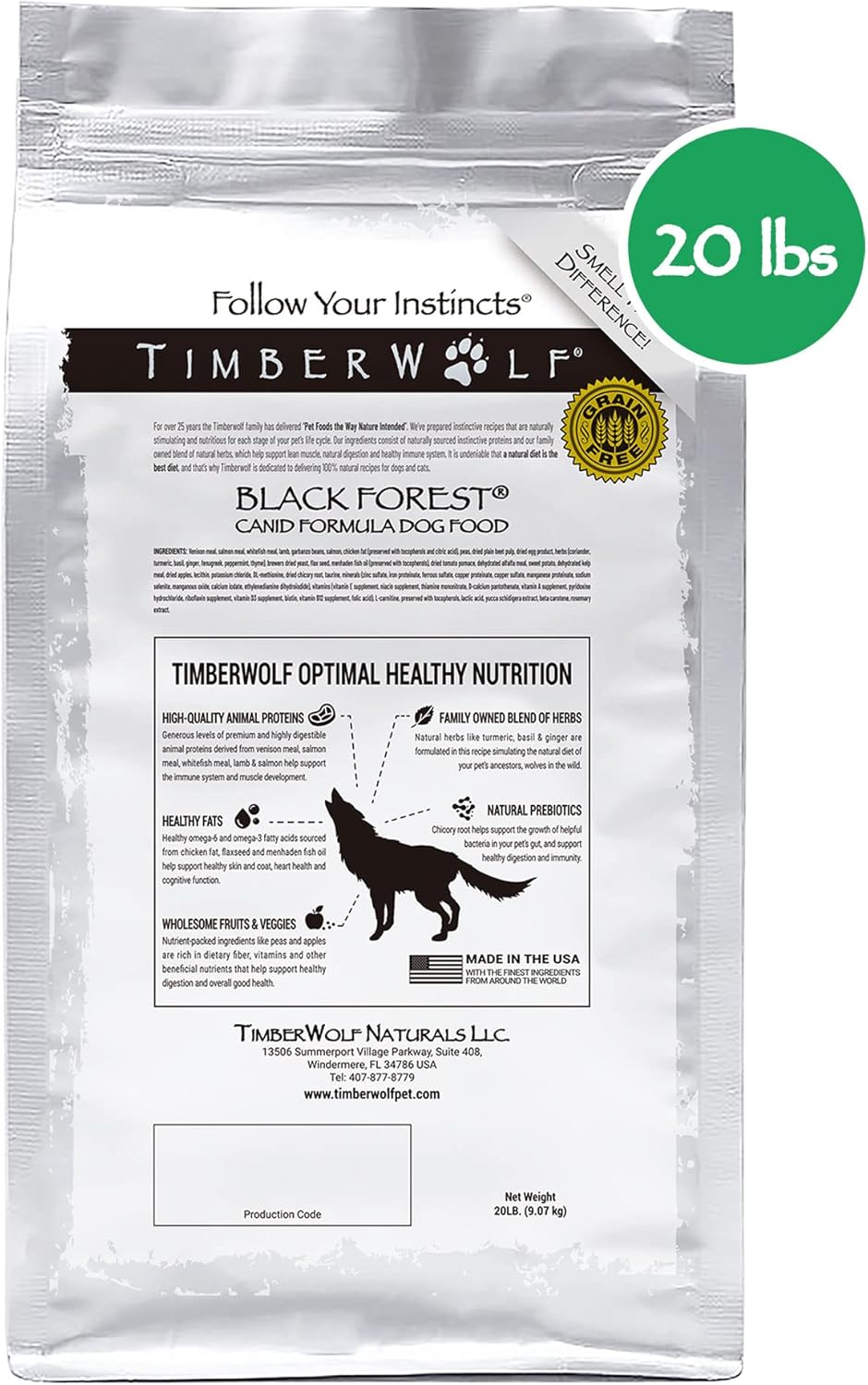 Timberwolf Black Forest Venison Dog Food - 20lb