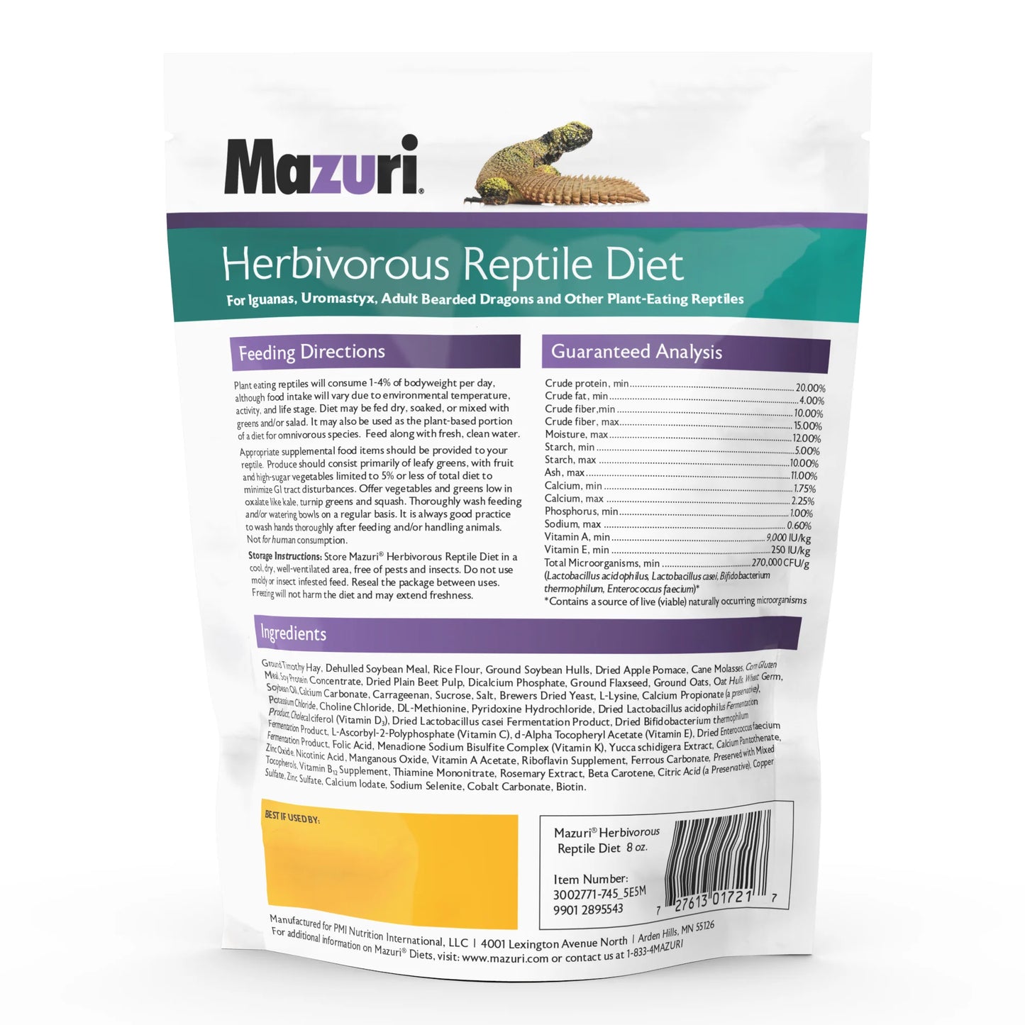 Mazuri Herbivorous Reptile Diet 5E5M - 8oz