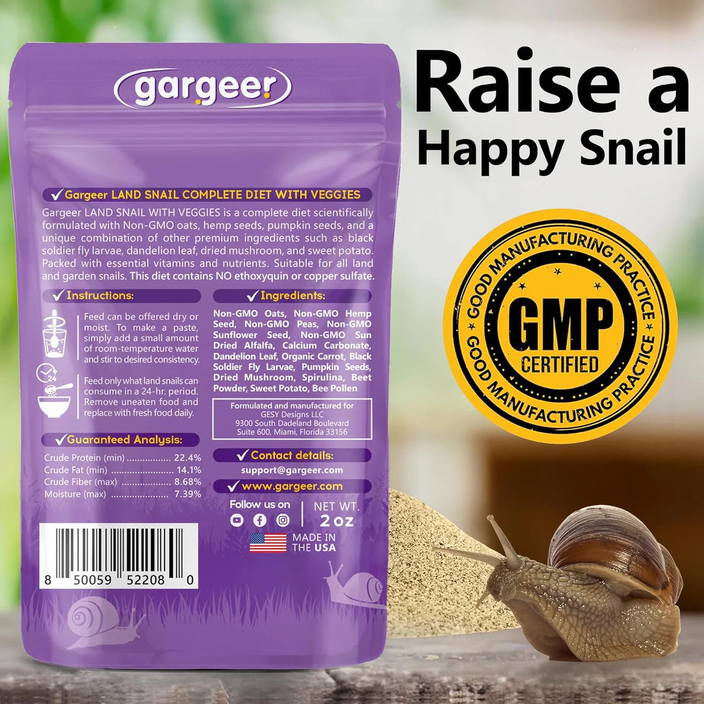 Gargeer Land Snail Veggie Complete Diet - 2oz