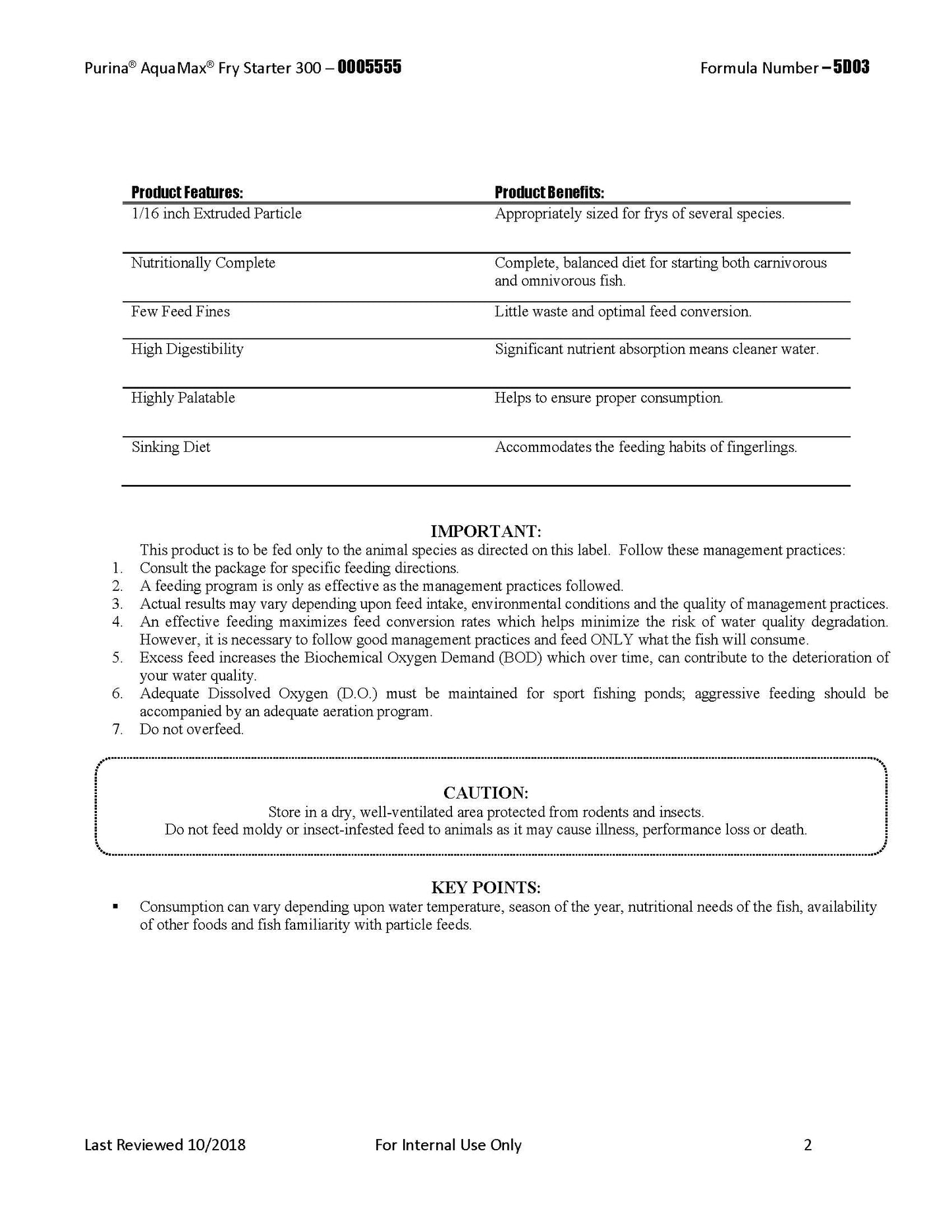 Purina AquaMax Fingerling Starter 300 5D03 - 50lb