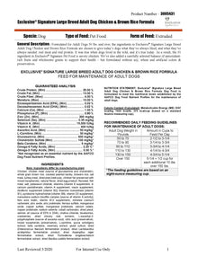 Exclusive Signature Large Breed Adult Dog Chicken & Brown Rice 4718 - 30lb