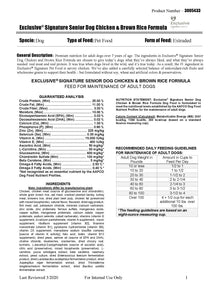 Exclusive Signature Senior Dog Chicken & Brown Rice - 471H