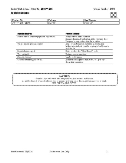 Purina High Octane Fitter 52 21CC - 40lb