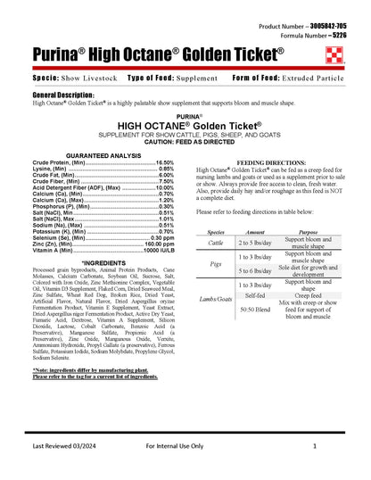 Purina High Octane Golden Ticket 5226 - 40lb