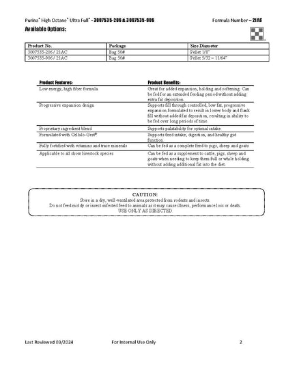 Purina High Octane Ultra Full 21AC - 50lb