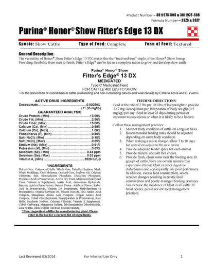 Purina Honor Show Fitter's Edge FLK 13 DX 39ZS - 50lb