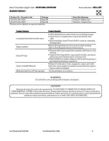 Purina Honor Show Fitter's Edge FLK 13 DX 39ZS - 50lb
