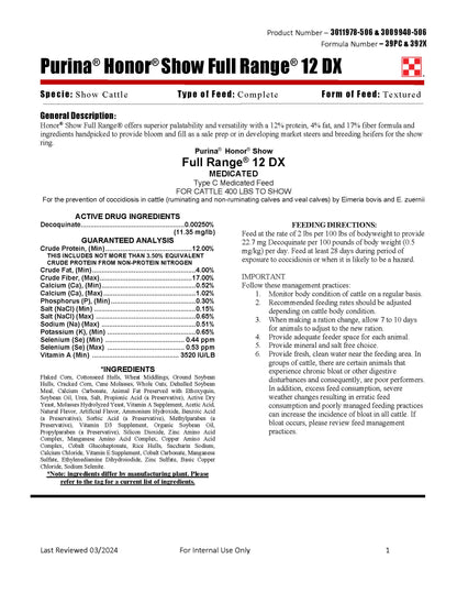 Purina Honor Show Full Range 12 DX 39PC - 50lb