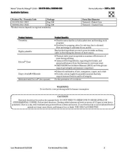 Purina Honor Show Full Range 12 DX 39PC - 50lb